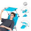 Set 2 lettini prendisole pieghevoli in metallo e tessuto sintetico traspirante, colore Sky Blue, con tettuccio parasole regolabile e cuscino poggiatesta, portata 150kg.