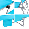 Set 2 lettini prendisole pieghevoli in metallo e tessuto sintetico traspirante, colore Sky Blue, con tettuccio parasole regolabile e cuscino poggiatesta, portata 150kg.