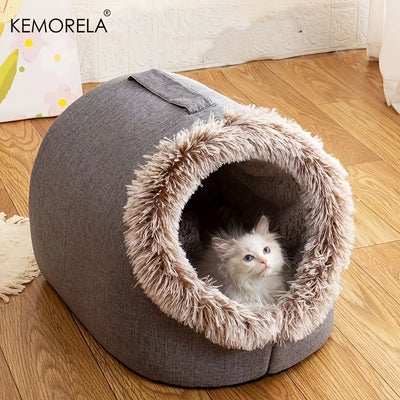 KEMORELA Cuccia Igloo Invernale per Gatti – Casetta Calda e Morbida in Peluche – Taglie M e L