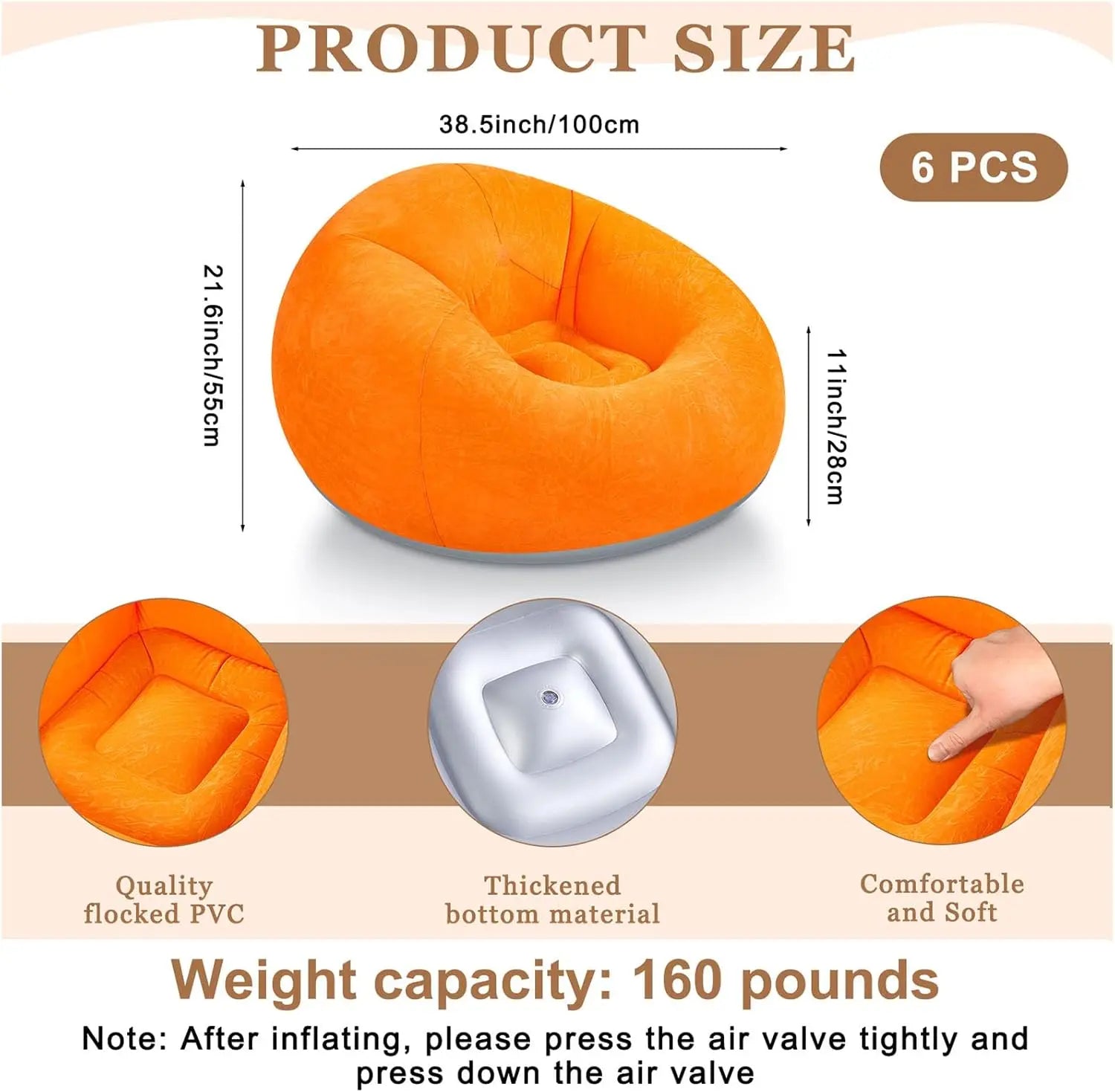 Poltrona Gonfiabile Bean Bag con Pompa Elettrica | Set 2-6 Pezzi - Partenopet