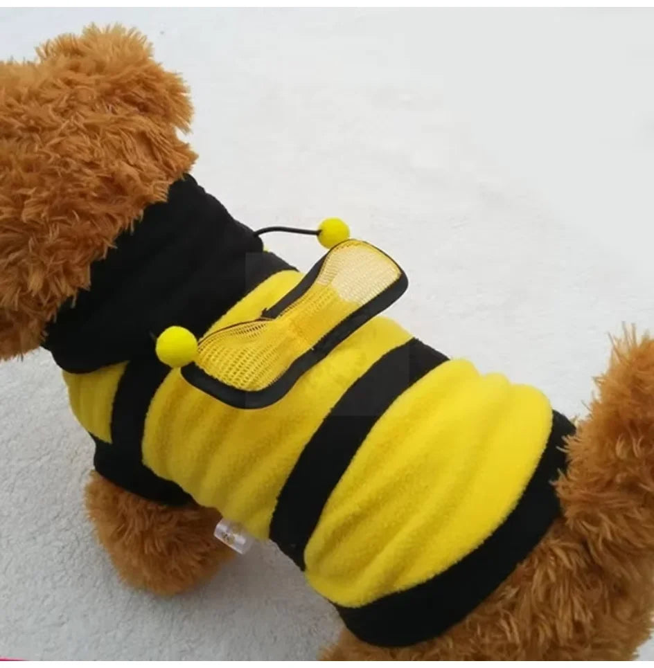 Costume Ape per Cani e Gatti – Felpa Calda con Cappuccio, Antenne e Ali