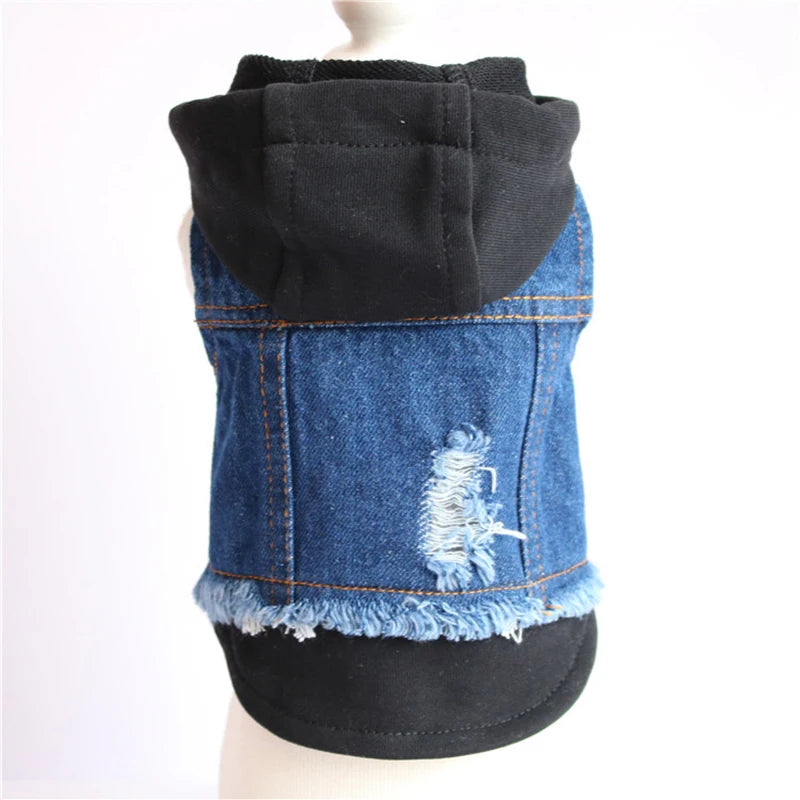 Giacca Jeans per Cani con Cappuccio e Design a Strati | XS-XXL