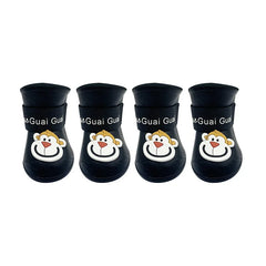 Scarpe Impermeabili per Cani in PVC Antiscivolo | Set 4 Stivaletti S-XXL – black