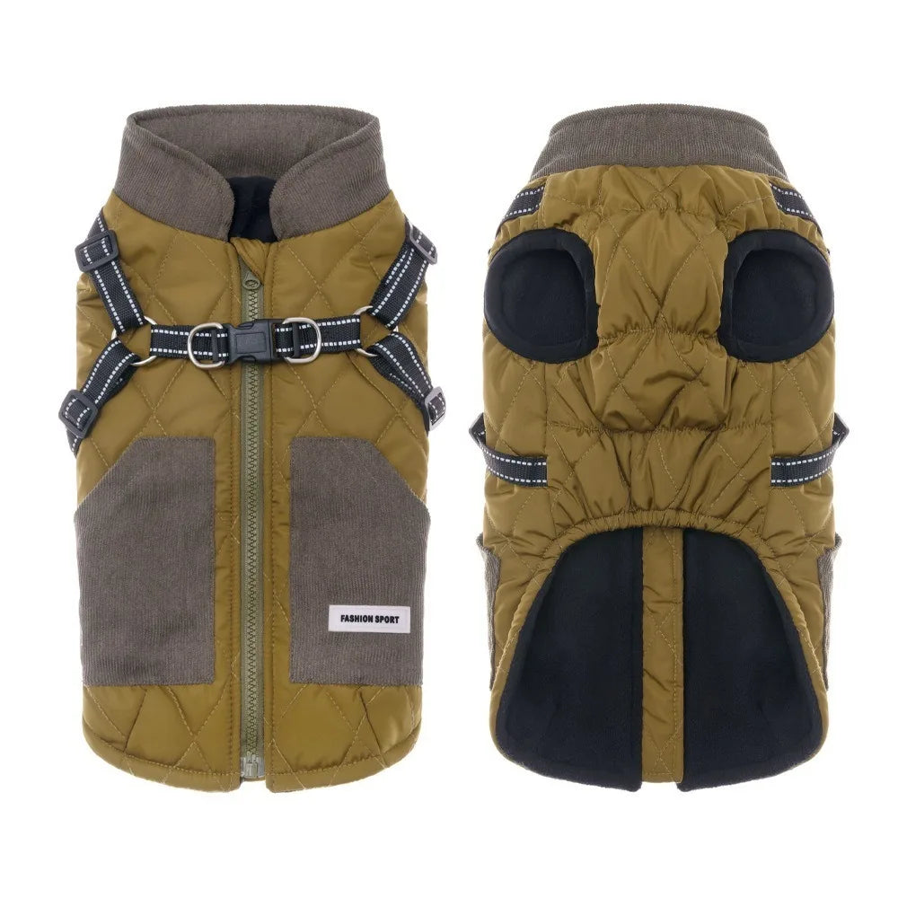 Cappotto Invernale per Cani con Pettorina Riflettente – Imbottito e Caldo in Pile S-2XL