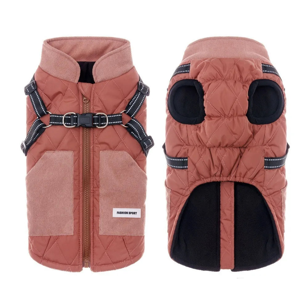 Cappotto Invernale per Cani con Pettorina Riflettente – Imbottito e Caldo in Pile S-2XL