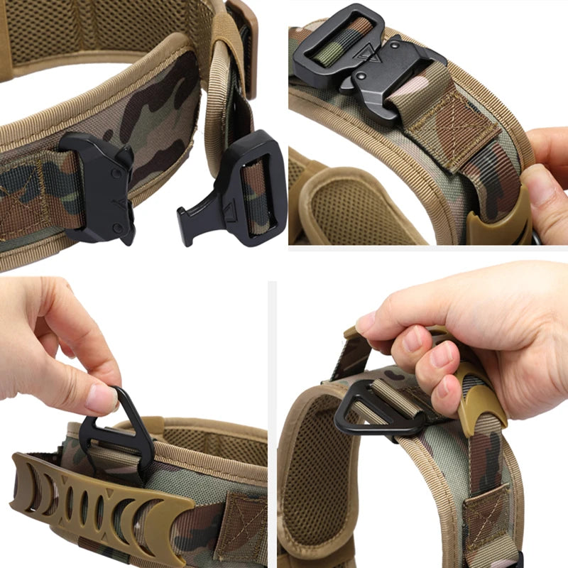 Collare Tattico per Cani Grandi in Nylon 1000D con Doppia Fibbia Metallica e Maniglia