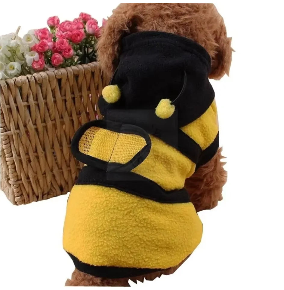 Costume Ape per Cani e Gatti – Felpa Calda con Cappuccio, Antenne e Ali