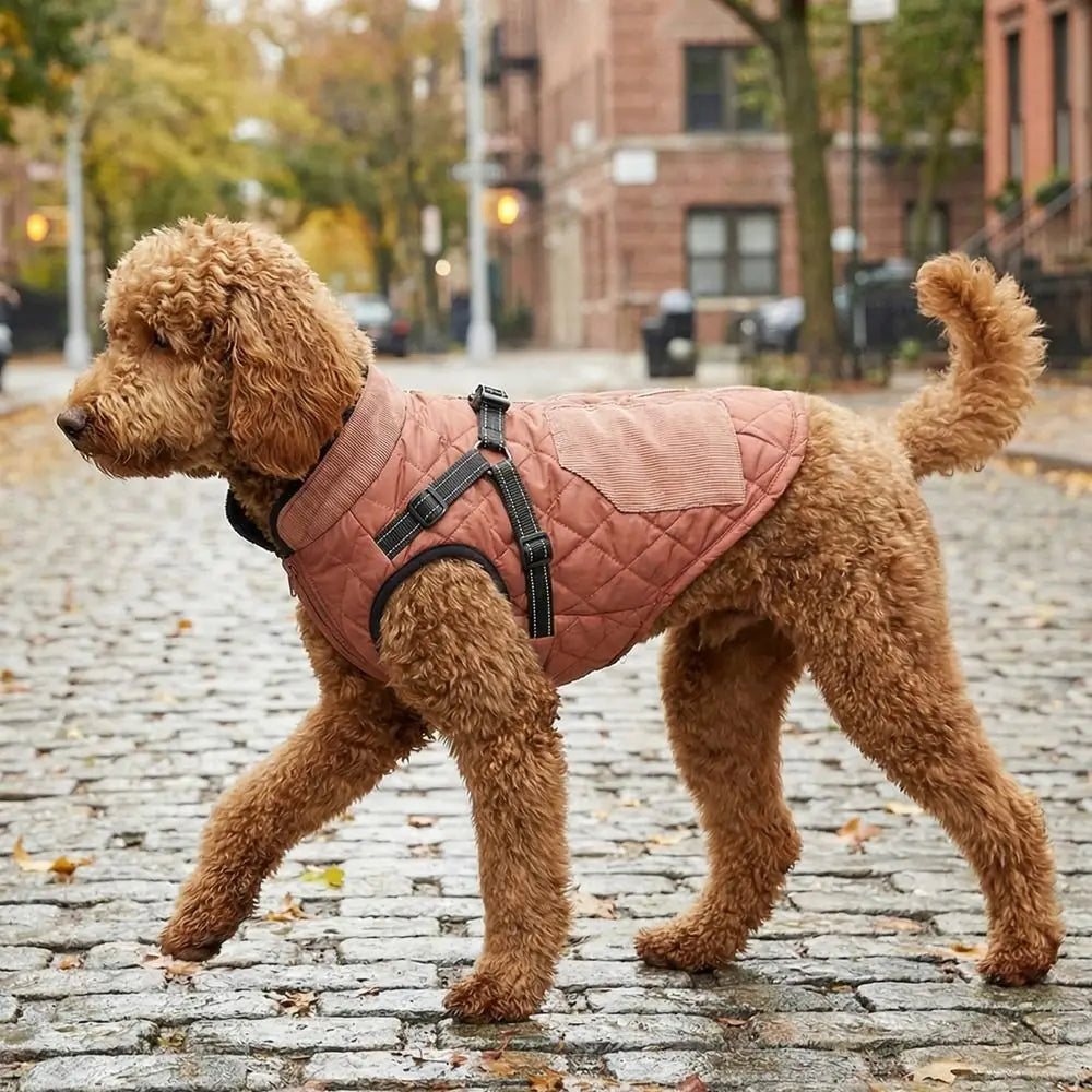 Cappotto Invernale per Cani con Pettorina Riflettente – Imbottito e Caldo in Pile S-2XL