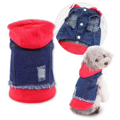 Giacca Jeans per Cani con Cappuccio e Design a Strati | XS-XXL