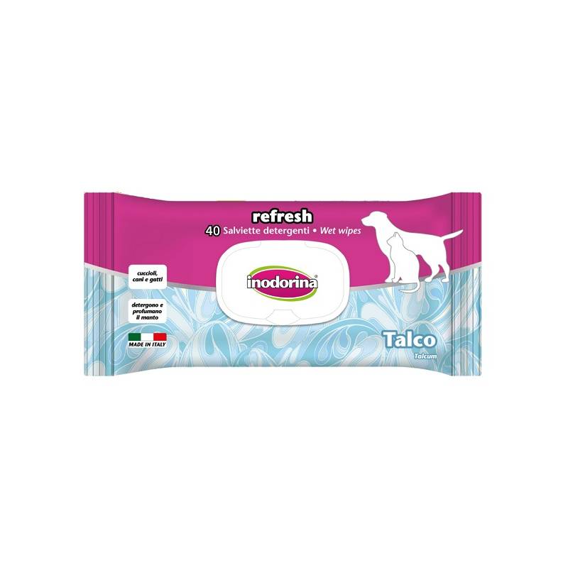 Inodorina Salviette Refresh Salviette profumate imbevute per Cani e Gatti confezione da 40 pz. - Partenopet