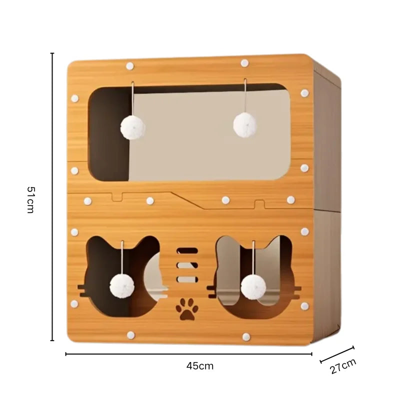 Tiragraffi 2 in 1 per gatti in cartone ondulato, funzione doppia cuccia e graffiatoio, design moderno e salvaspazio a due livelli, disponibile in 4 varianti.