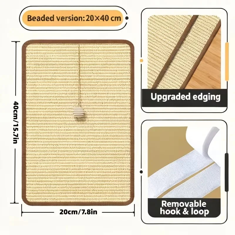 Tiragraffi verticale robusto per gatti indoor. Design salvaspazio color beige con pallina appesa. Protegge divani, sedie e porte dai graffi. Stabile e facile da montare.