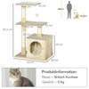 Tiragraffi beige PawHut per gatti alto 81,5 cm con cuccia morbida, tre piattaforme panoramiche e pali in sisal naturale per le unghie.