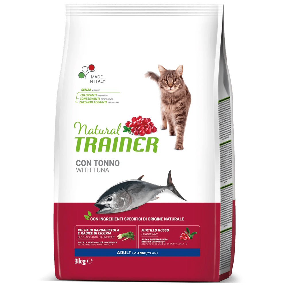 Busta di crocchette per gatti al tonno con mirtilli rossi Trainer 3 kg