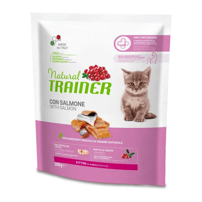 Busta di crocchette per gatti cuccioli con salmone e mirtillo rosso Trainer da 300 g