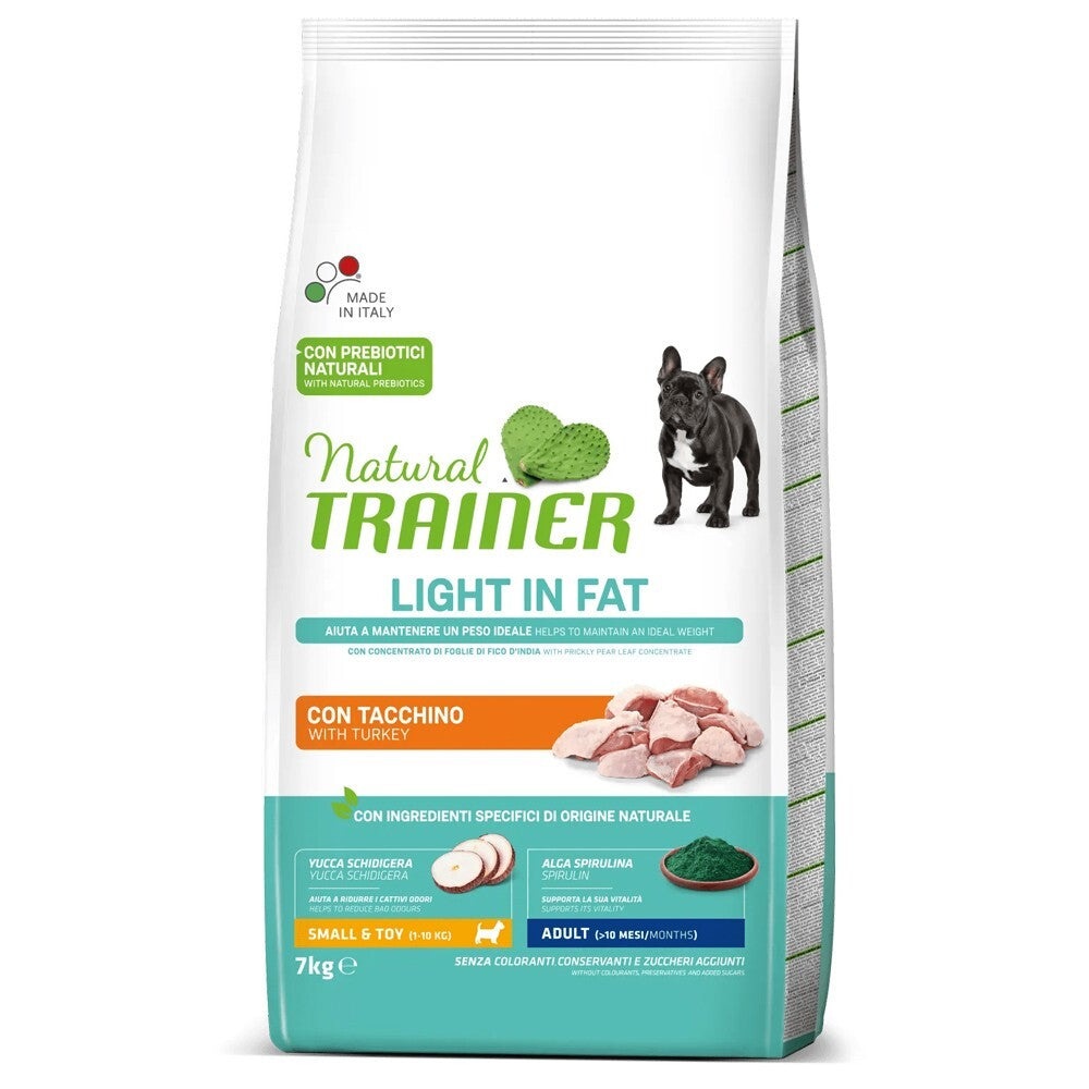 Busta di crocchette per cani in sovrappeso al tacchino Trainer Light 7 kg