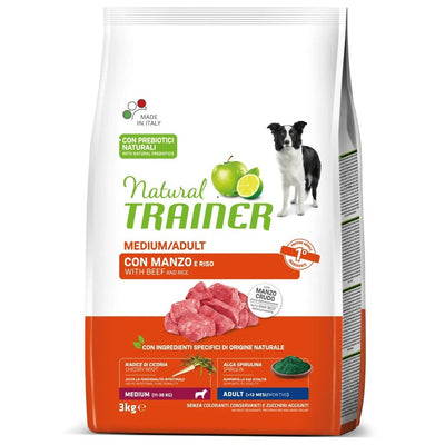 Busta di crocchette per cani di taglia media al manzo Trainer da 3 kg
