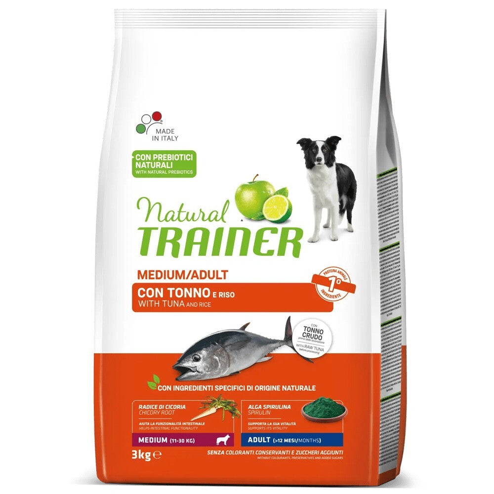 Busta di crocchette per cani di taglia media al tonno Trainer da 3 kg