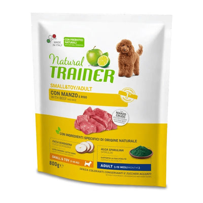 Busta di crocchette per cani di piccola taglia al manzo Trainer da 800 g