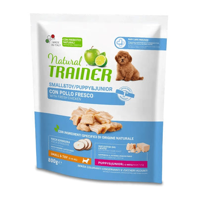 Busta di crocchette per cani cuccioli di piccola taglia al pollo Trainer da 800 g
