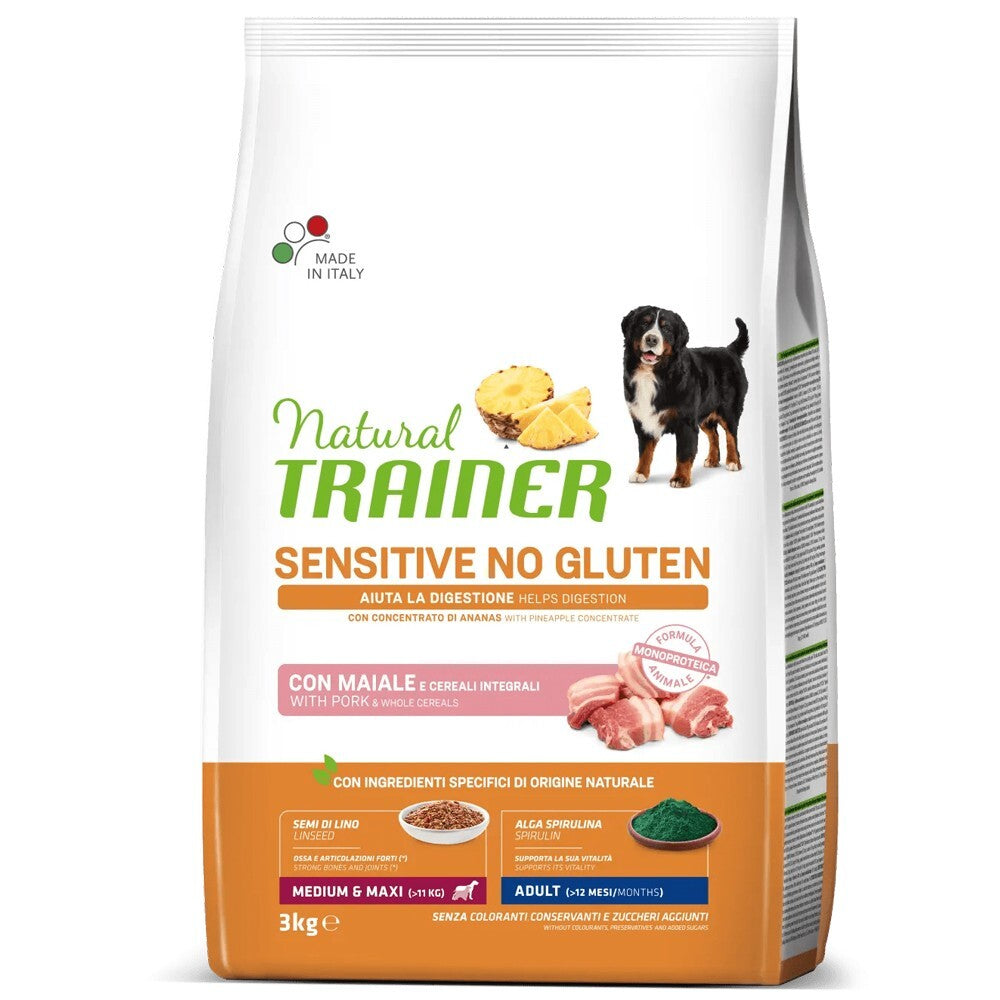 Busta di crocchette per cani al maiale Trainer Sensitive da 3 kg