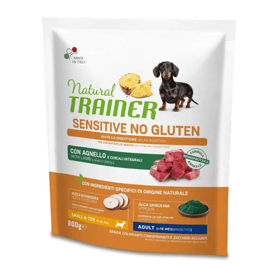 Busta di crocchette per cani di taglia piccola con agnello Trainer Sensitive 800 g