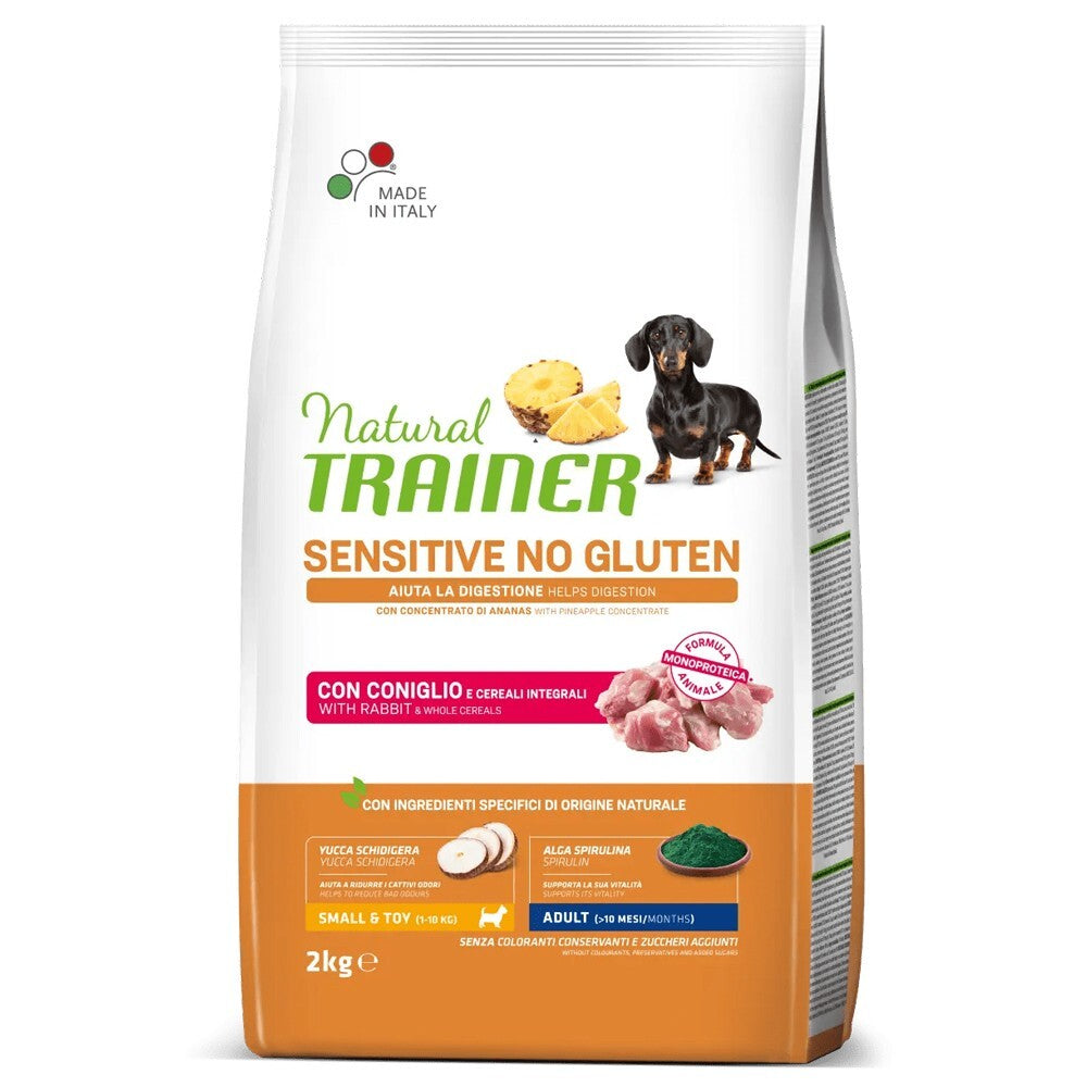 Busta di crocchette per cani di taglia piccola al coniglio Trainer Sensitive da 2 kg