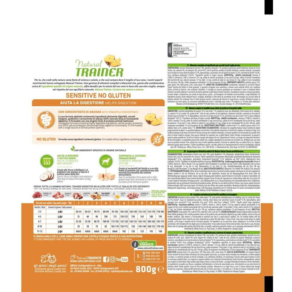 Busta di crocchette per cani cuccioli di taglia piccola al salmone Trainer Sensitive