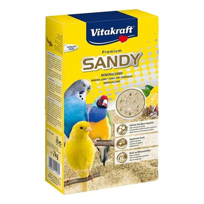 Confezione di sabbia minerale per uccelli - sabbia per gabbia uccelli Vitakraft Sandy 2 kg