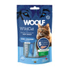 Confezione da 5 bustine da 14g cad. di snack liquido per gatti con merluzzo pollo ed estratto di Yucca marca Woolf
