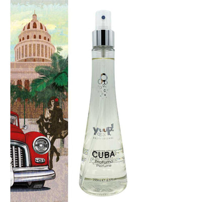 Flacone di Yuup Profumo Cuba da 250ml per cani e gatti, fragranza professionale con note di rum e tabacco per una freschezza a lunga durata