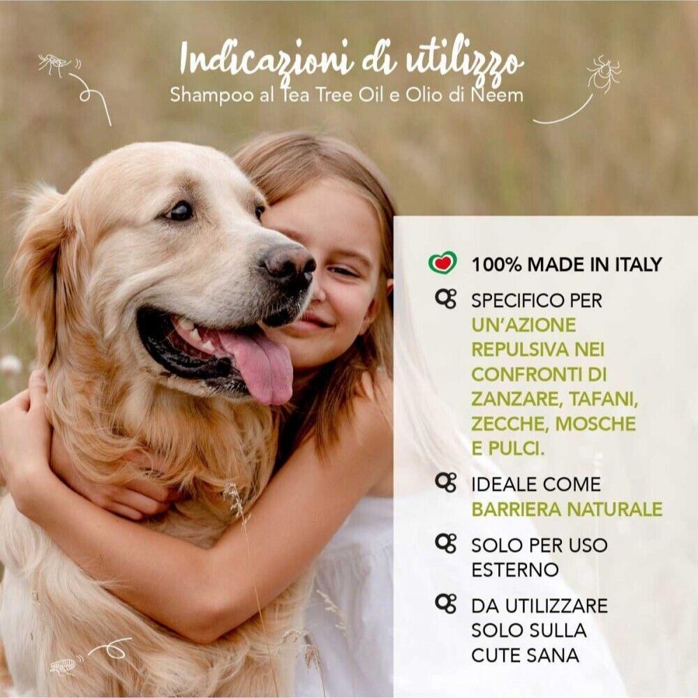 Bottiglia di shampoo per cani e gatti della Yuup al Tea Tree Oil che ha un effetto repellente naturale contro gli insetti da 250 ml