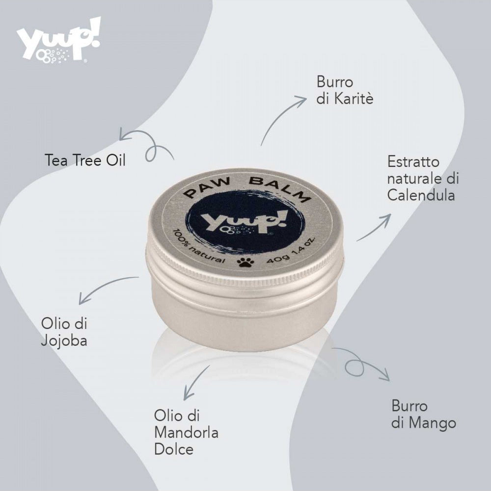 Vasetto di balsamo protettivo per polpastrelli naso e gomiti di cani e gatti Yuup da 40 g