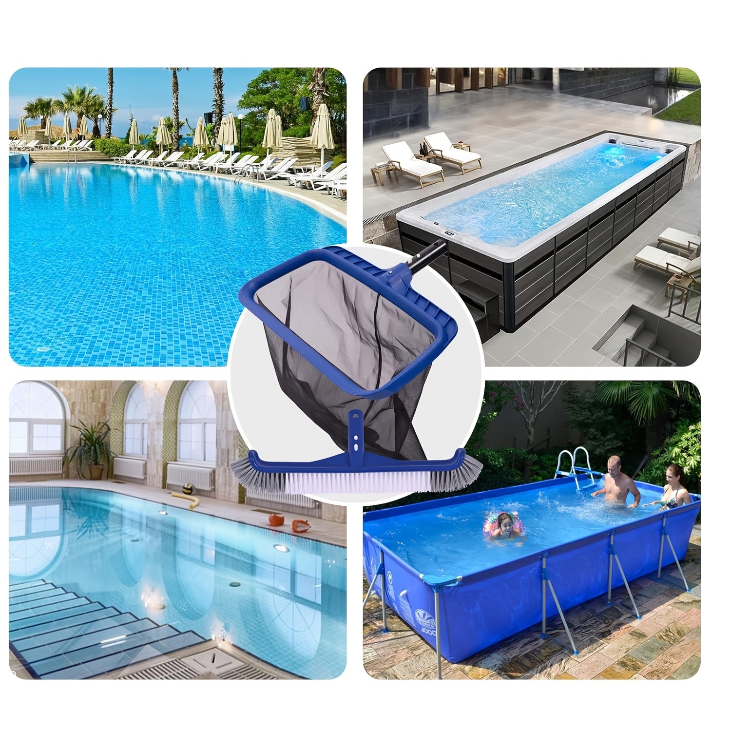 Kit Pulizia Piscina: Spazzola 45cm + Retino a Sacco Profondo - Partenopet