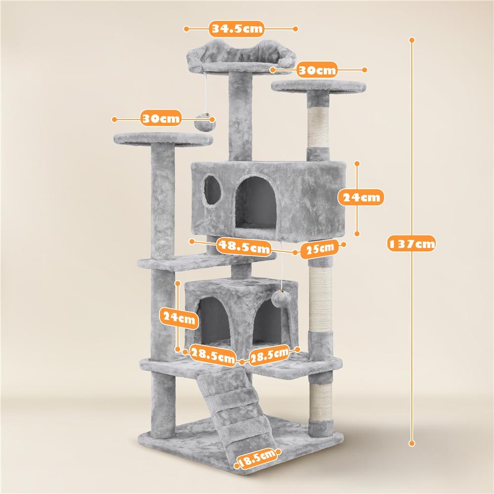Albero Tiragraffi Multilivello con Cuscini, Cucce e Giochi | S / M / L - Partenopet