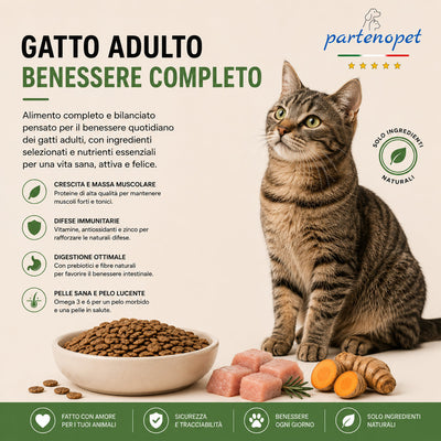 Partenopet Adult Cat Maiale Crocchette per Gatti Adulti Pressate a Freddo 1,5 kg - Partenopet