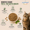 Sacco da 1,5kg crocchette Partenopet Adult Cat al pollo, alimento naturale per gatti adulti pressato a freddo prodotto in Italia, senza conservanti né coloranti, con Taurina e Curcuma.