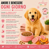 Sacco scorta 12kg crocchette Partenopet Puppy al Maiale, alimento monoproteico naturale per cuccioli pressato a freddo, prodotto in Italia con condroprotettori e zucca.