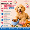 Sacco scorta 12kg crocchette Partenopet Puppy Maiale e Pesce per cuccioli, alimento naturale pressato a freddo prodotto in Italia, con glucosamina e condroitina per lo sviluppo delle articolazioni.