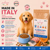 Sacco scorta 12kg crocchette Partenopet Puppy Maiale e Pesce per cuccioli, alimento naturale pressato a freddo prodotto in Italia, con glucosamina e condroitina per lo sviluppo delle articolazioni.