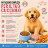 Sacco scorta 12kg crocchette Partenopet Puppy Maiale e Pesce per cuccioli, alimento naturale pressato a freddo prodotto in Italia, con glucosamina e condroitina per lo sviluppo delle articolazioni.