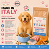 Sacco da 2kg di crocchette Partenopet Puppy Maiale e Pesce per cuccioli, alimento naturale pressato a freddo prodotto in Italia, con glucosamina e condroitina per le articolazioni.