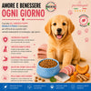 Sacco da 2kg di crocchette Partenopet Puppy Maiale e Pesce per cuccioli, alimento naturale pressato a freddo prodotto in Italia, con glucosamina e condroitina per le articolazioni.