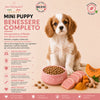 Sacco da 2kg di crocchette Partenopet Puppy Mini al Maiale per cuccioli di piccola taglia, alimento naturale pressato a freddo monoproteico, Made in Italy con zucca e curcuma.