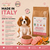 Sacco da 2kg di crocchette Partenopet Puppy Mini al Maiale per cuccioli di piccola taglia, alimento naturale pressato a freddo monoproteico, Made in Italy con zucca e curcuma.