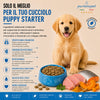 Sacco da 12 kg di crocchette pressate a freddo Partenopet Puppy Starter al gusto maiale e pesce, cibo secco monoproteico di base per lo svezzamento dei cuccioli, senza conservanti né coloranti, 100% Made in Italy.
