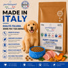 Sacco da 2 kg di crocchette pressate a freddo Partenopet Puppy Starter al gusto maiale e pesce, cibo secco monoproteico di base per lo svezzamento dei cuccioli, senza conservanti né coloranti, 100% Made in Italy.