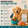 Sacco da 2 kg di crocchette pressate a freddo Partenopet Puppy Starter al gusto maiale e pesce, cibo secco monoproteico di base per lo svezzamento dei cuccioli, senza conservanti né coloranti, 100% Made in Italy.