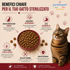 Sacco da 1,5kg di crocchette Partenopet Sterilised Cat all'anatra per gatti sterilizzati, alimento naturale pressato a freddo prodotto in Italia, senza conservanti né coloranti.