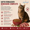 Sacco da 10 kg di crocchette Partenopet Sterilised Cat all'anatra per gatti sterilizzati, alimento naturale pressato a freddo prodotto in Italia, senza conservanti né coloranti.